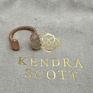 Kendra Scott Adjustable Ring Rose Gold Druzy Stone Open Band Size 9